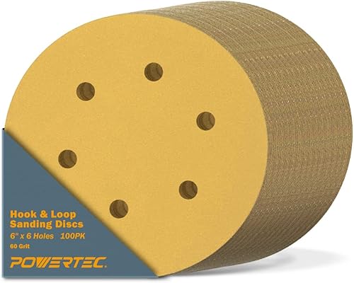 Vista 40 de POWERTEC Discos de lijado de 8 agujeros de 6 pulgadas, papel de lija de grano 80/100/120/150/220 (20 cada uno, 100 unidades) Surtido de almohadillas