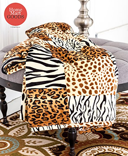 Home Must Haves Ultra Soft Micro Plush Luxurious Flannel Fur All Season Premium Bed Blanket Safari Print, (80" X 80", Inches) Full Size, Multicolor #TOP3
