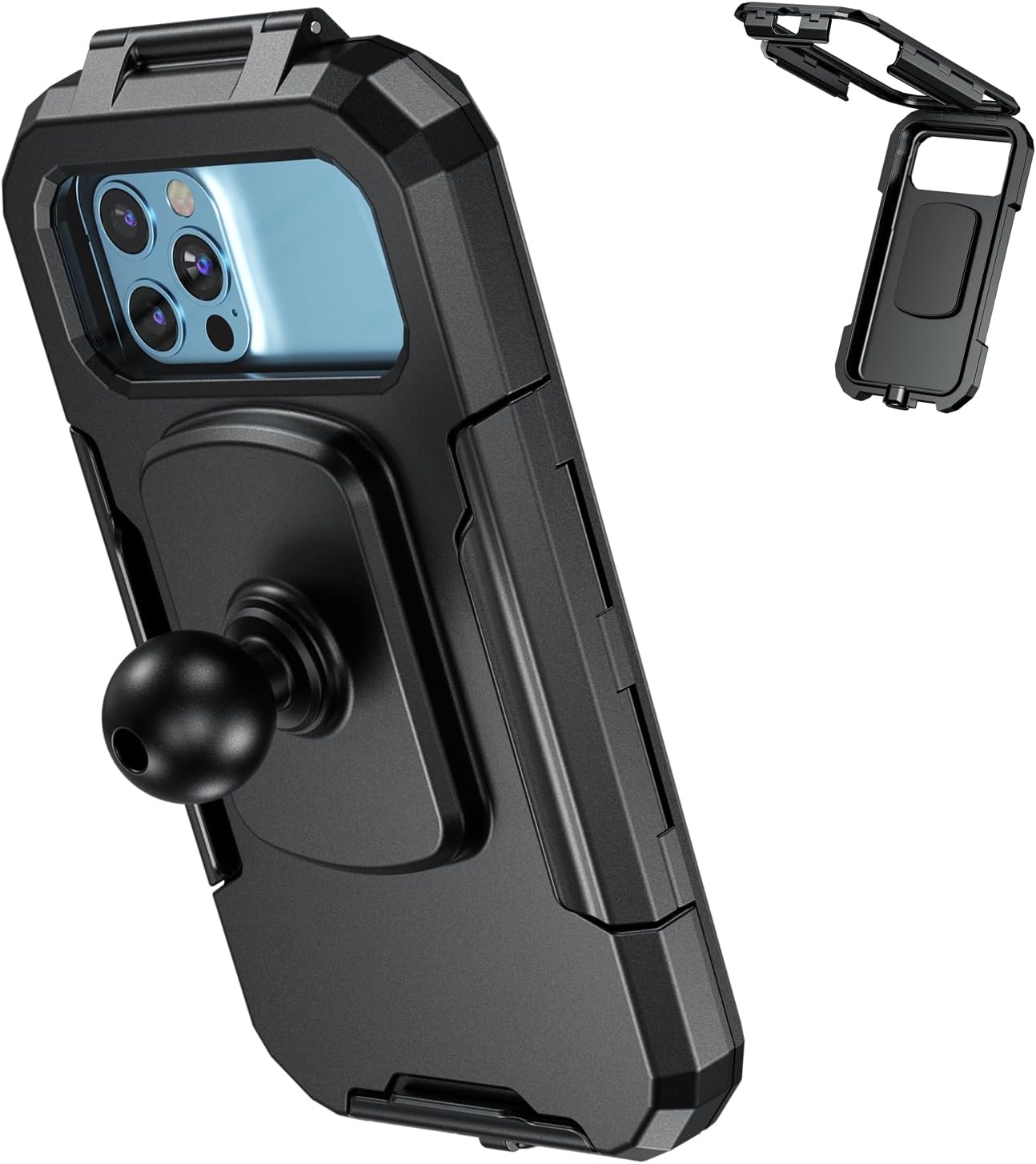 Motorcycle Crossbar Mount & Quick Grip XL Holder for iPhone 13 Pro Max (sku 58918)
