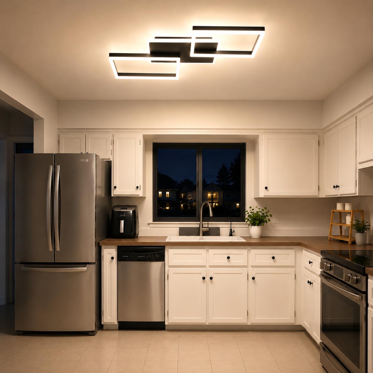 ZMH LED Deckenleuchte Wohnzimmer dimmbar 54cm Deckenlampe Schlafzimmer 48W | Wohnzimmerlampe Schwarz modern Schlafzimmerlampe decke Küchenlampe mit Fernbedienung aus Metall für Küche Esszimmer Büro