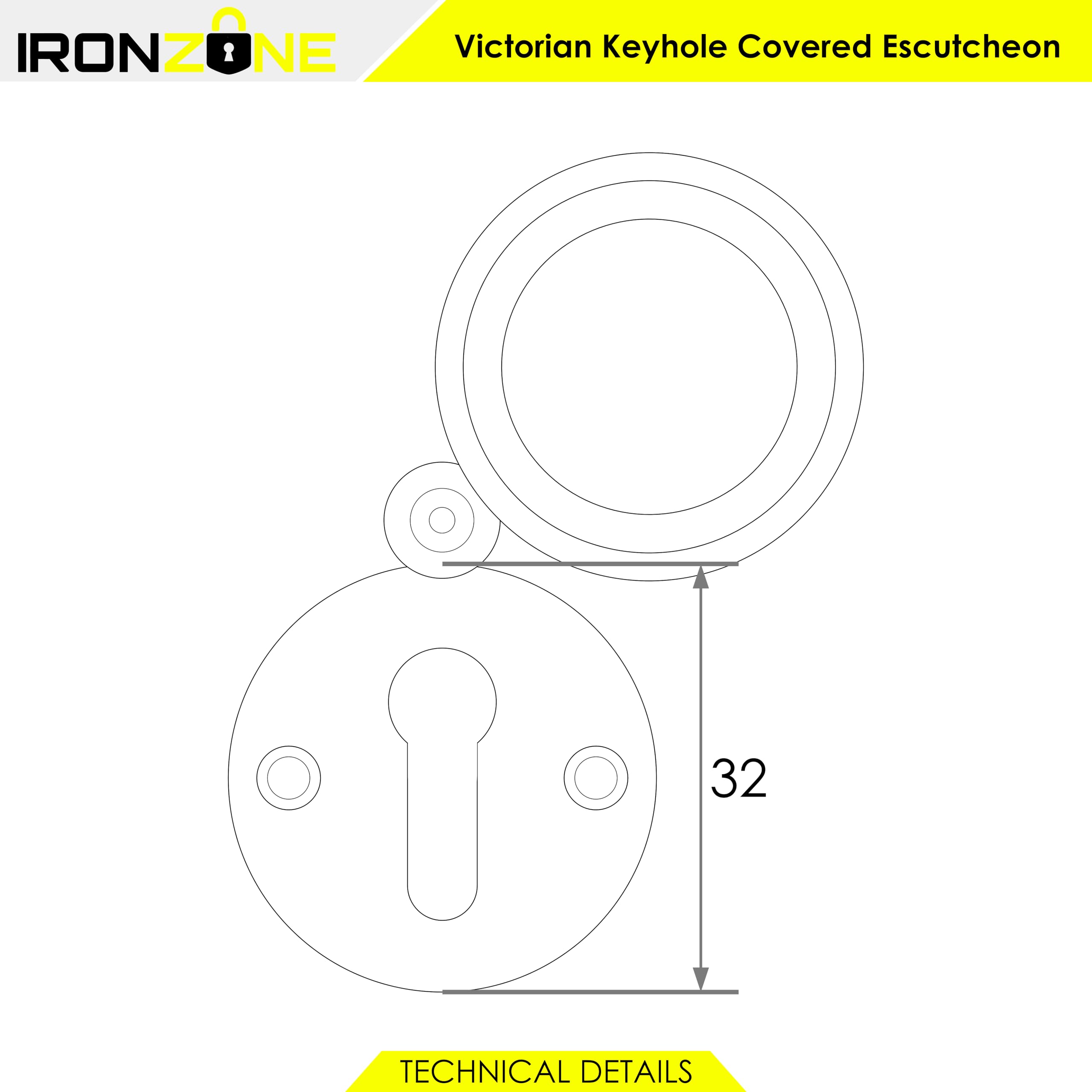 IRONZONE® Victorian Keyhole Covered Escutcheon, Protects The Door from Rusting and Damage - Image 4