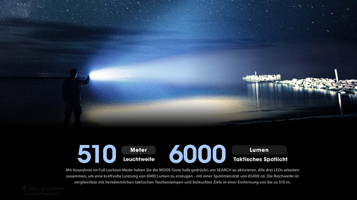 Nitecore TM9K PRO - Linterna de bolsillo (9900 lúmenes, EDC, batería de iones de litio, 5000 mAh, USB C, color negro