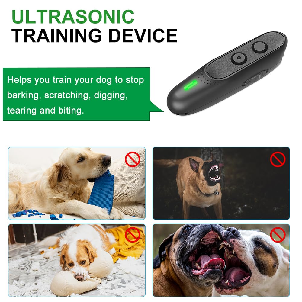 Repellente per cani ad ultrasuoni ricaricabile, dispositivo anti-abbaio portatile