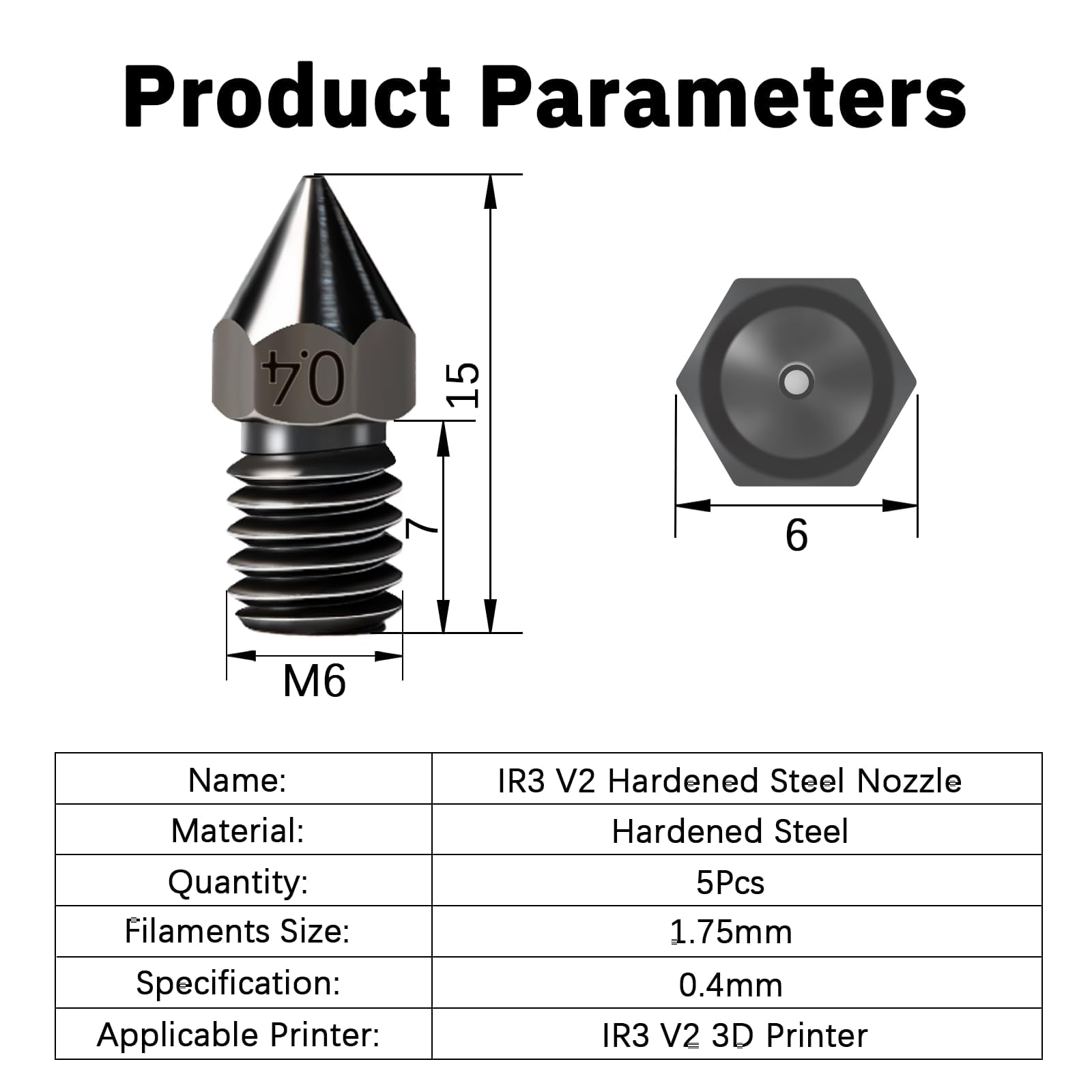 IdeaFormer IR3 V2 Hotend Kit, wytłaczarka Hotend z 5 końcówkami ze stali hartowanej 0,4 mm, silikonowa skarpeta, termistor, blok grzewczy do drukarki IR3 V2 Belt 3D