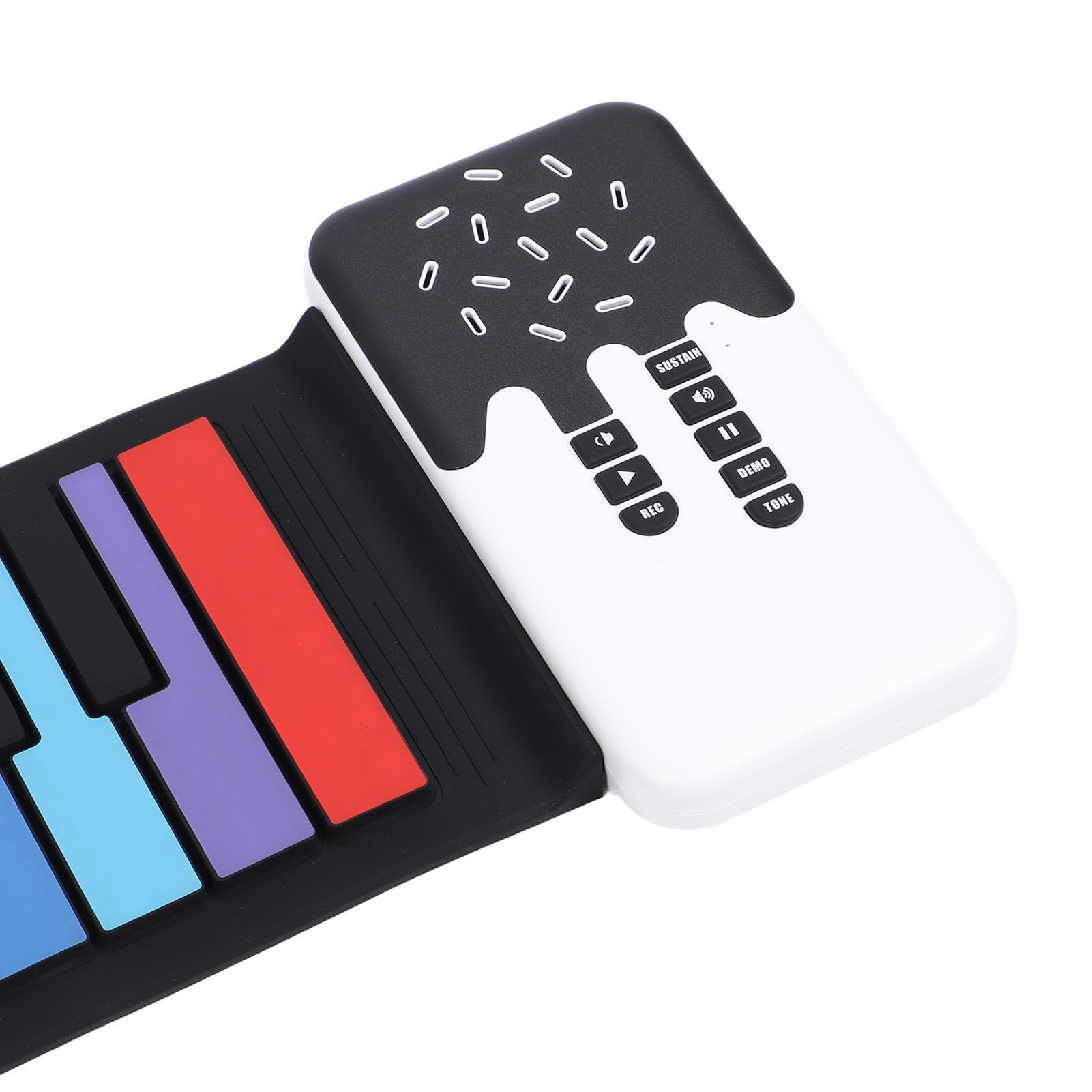 Piano Enrollable, Teclado de Piano Eléctrico de 49 Teclas, Teclado de Piano Portátil de Silicona a Prueba de Agua de Color Arcoíris con 8 Tonos y 6 Canciones de Demostración con