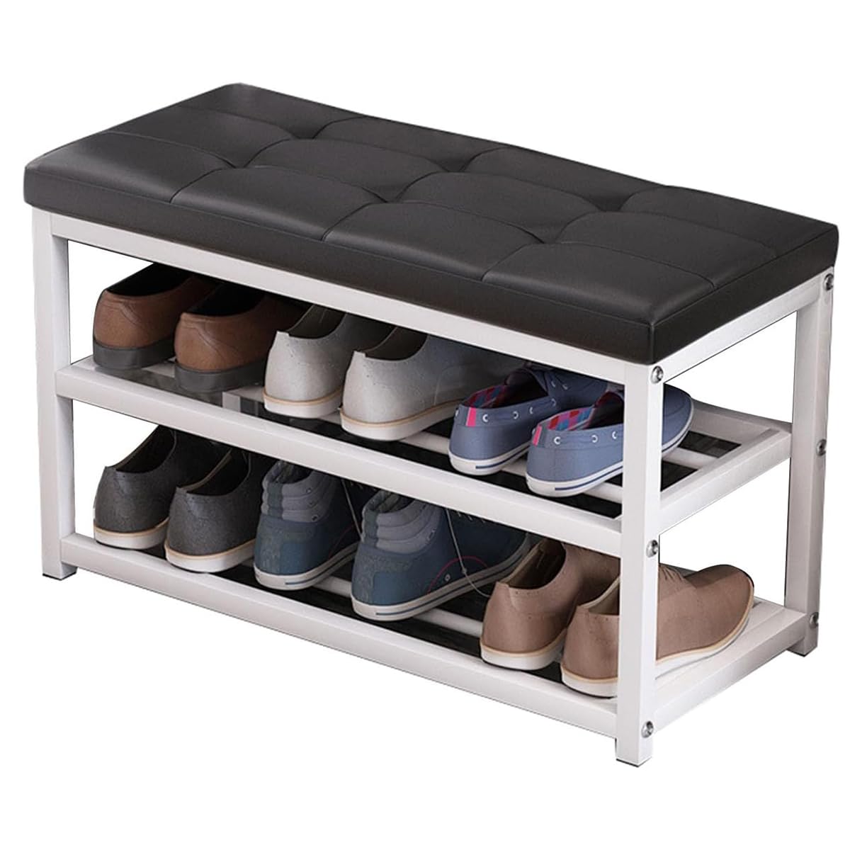 GHFXSCV Padded Entryway Bench Stool, Upholstered Shoe Rack with Seat, Perfect for Bedroom, Closet, Hallway, Bathroom - Stylish and Functional Storage Solution
