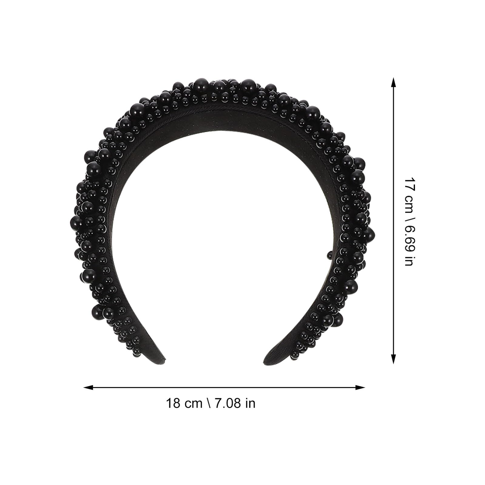 VALICLUD 2 pezzi Fascia per Capelli con Perle Elegante e Spessa in Spugna Morbida Nero e Accessori Moda per Donna e Ragazza Cerchietti Decorativi Raffinati e Comodi