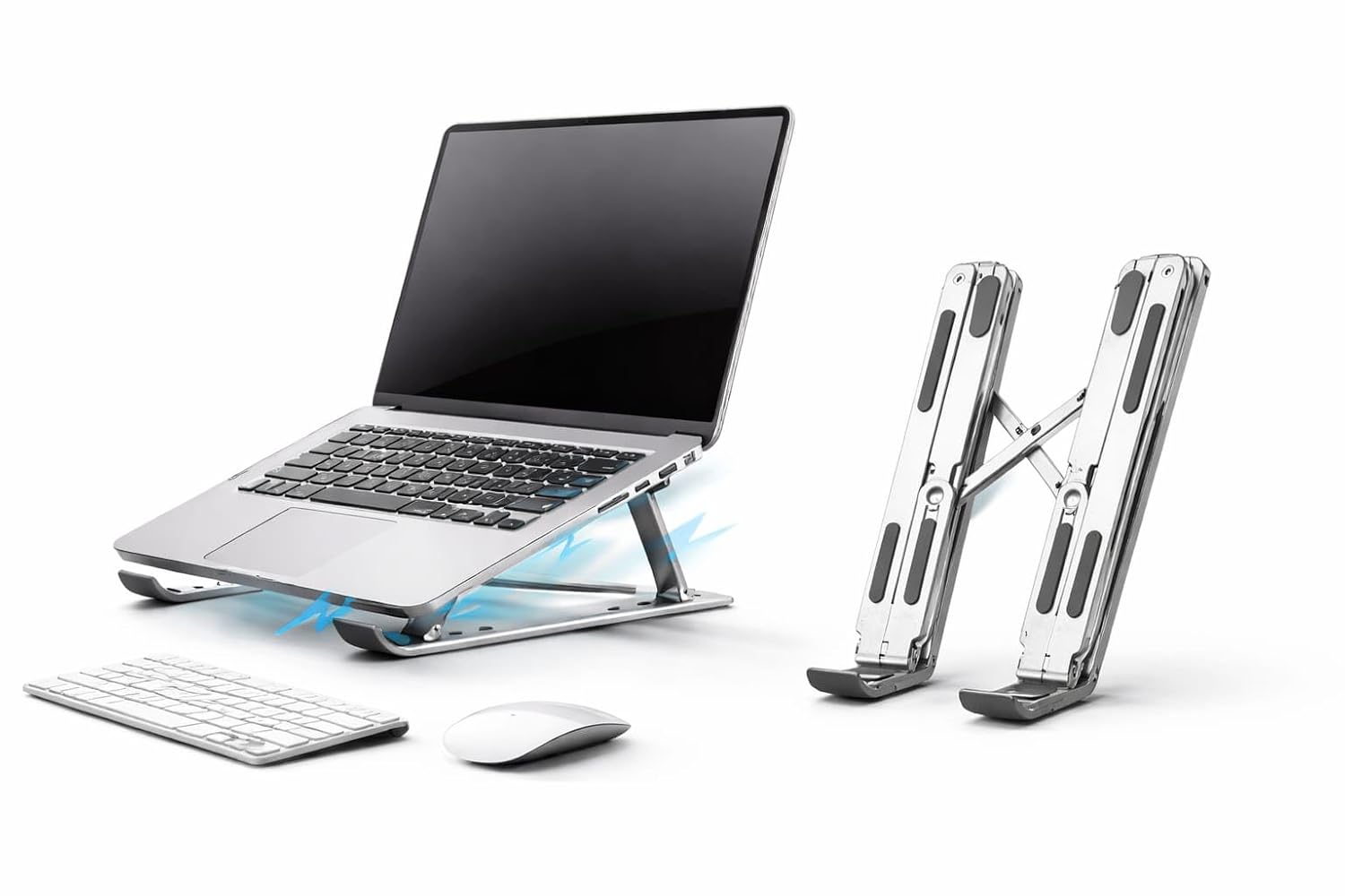Adjustable Laptop Stand for Desk | Aluminium Foldable Laptop Riser | 7 Angle Ergonomic Portable Notebook Stand | Compatible with 10-17 Inch Laptops | Anti Slip Cooling Design