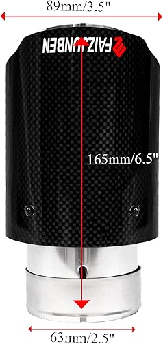 Miniatura 3 de FAIZJUNBEN Punta de escape de fibra de carbono, tubo de cola de fibra de carbono, tamaño de entrada 63mm2.5", tamaño de salida 89mm3.5" silenciador