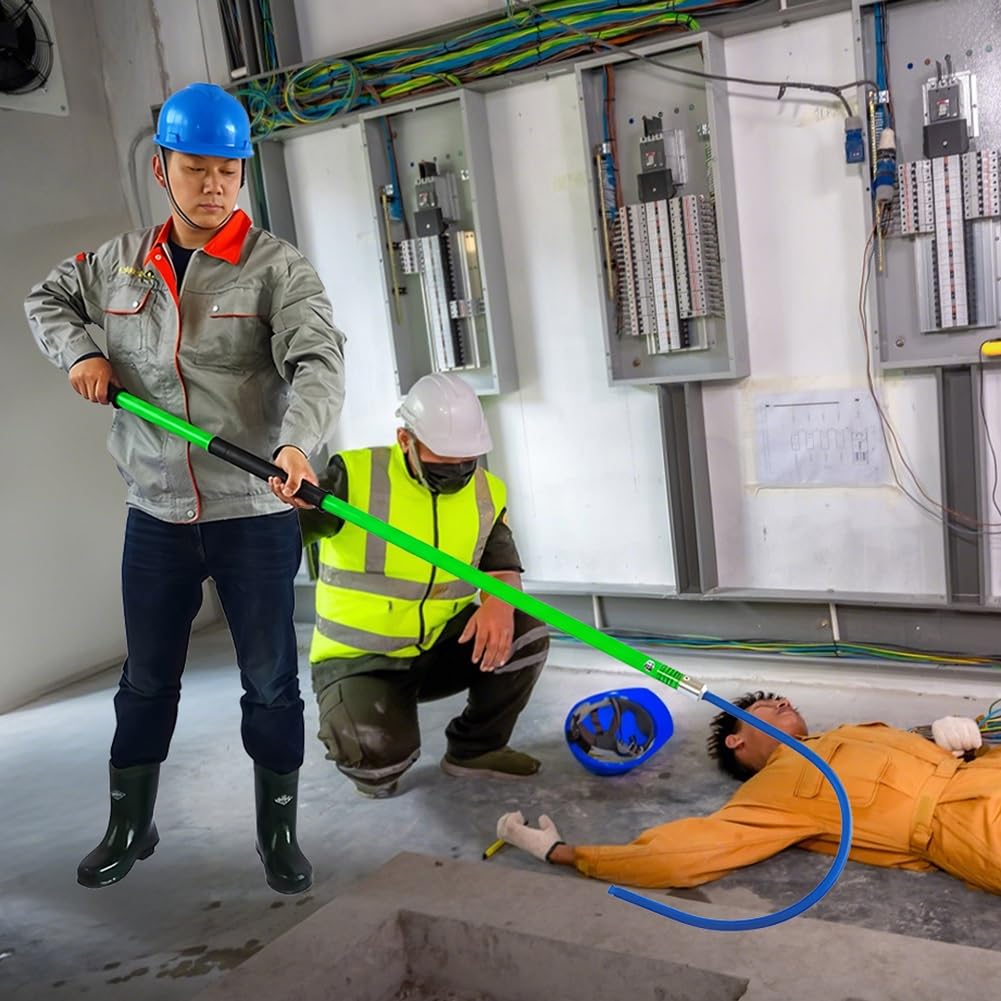 Gancio di Soccorso Isolato Ad Alta Tensione, Apertura da 16,5 Pollici per Elettricisti, Installatori, Meccanici Auto, Cassaforte Familiare in Caso di Scossa Elettrica,Green-2m/110kv
