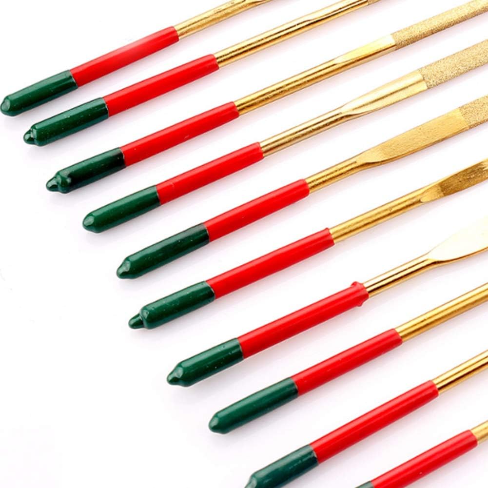 Diamond Needle File Set,Titanium Coated Hand Files with Flat,Triangle And Round File,Assorted Wood Rasp for Carving Craft,Plastic,Jewelry Making,Metal And Model(4×160MM)