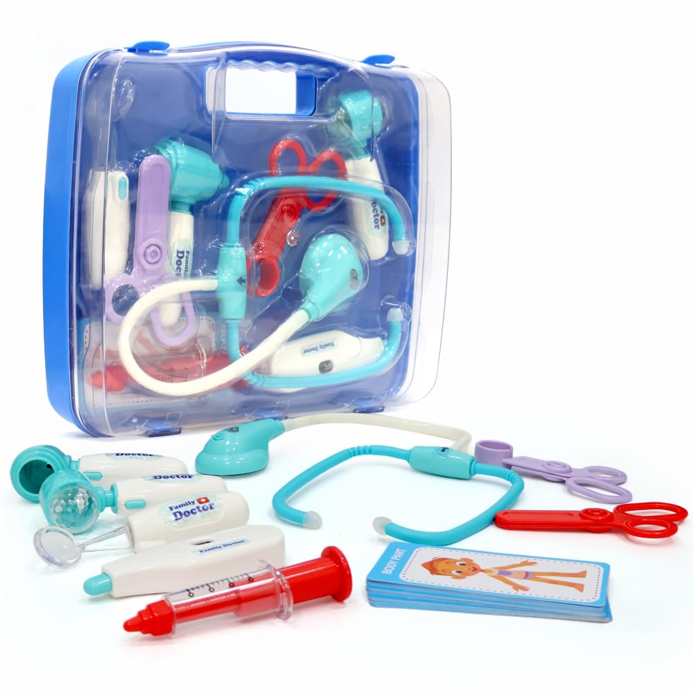 Aditi Toys Premium Doctor Set Briefcase for Kids with LED Light Instruments, Pretend Play Doctor Set for Kids Above 3 Years, 9 Piece Doctor Kit for Boys & Girls, BIS Approved, Blue-image-45