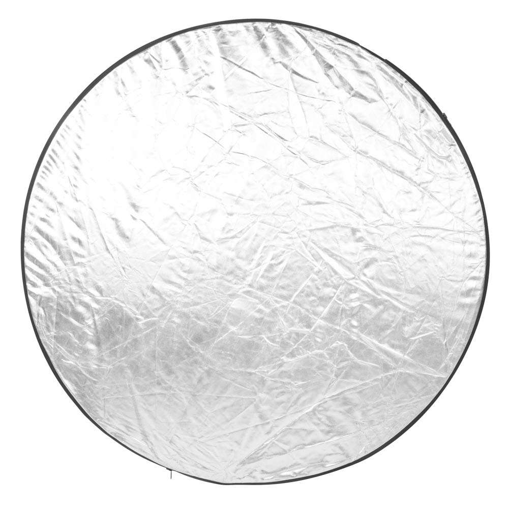 Pannello riflettente pieghevole 5 in 1 in tessuto riflettente rotondo con doppia maniglia, luce di riempimento fotografica con luce soffusa argento oro nero bianco, riflettore (110 cm)