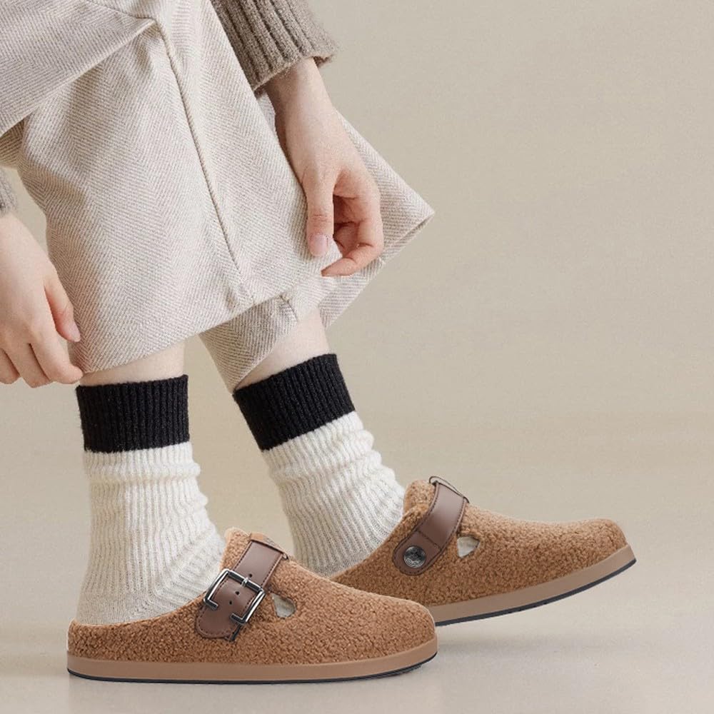 Sisttke Pantofole Invernali Donna Uomo Pelliccia Zoccoli e Sabot Calde | Comode,antiscivolo,Pelose Ciabatte,Scarpe da Giardino,interno ed esterno