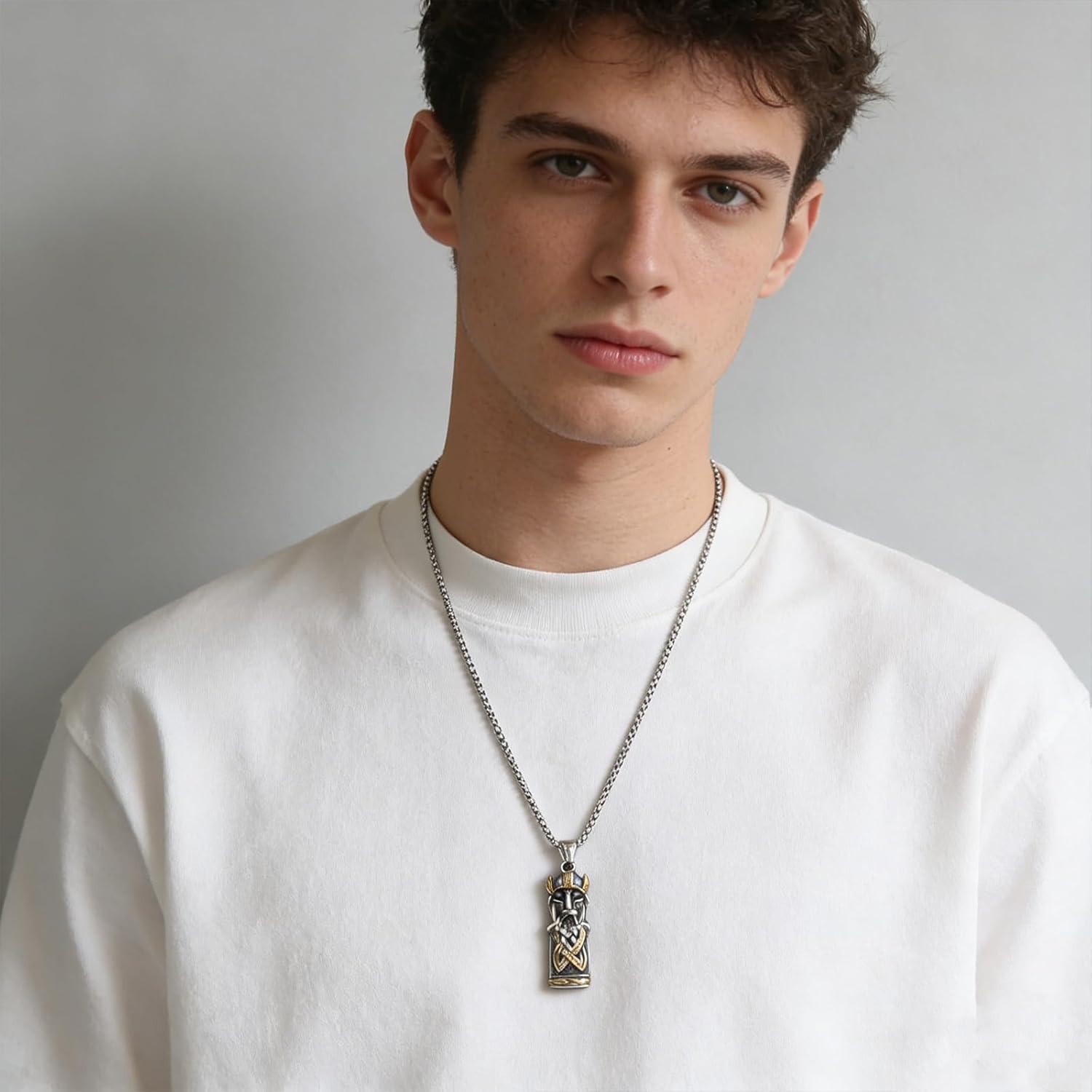 HZMAN Nordic Viking Odin Necklace for Men Retro Stainless Steel Portrait of Odin Pendant Necklace Jewelry Gift - Image 2