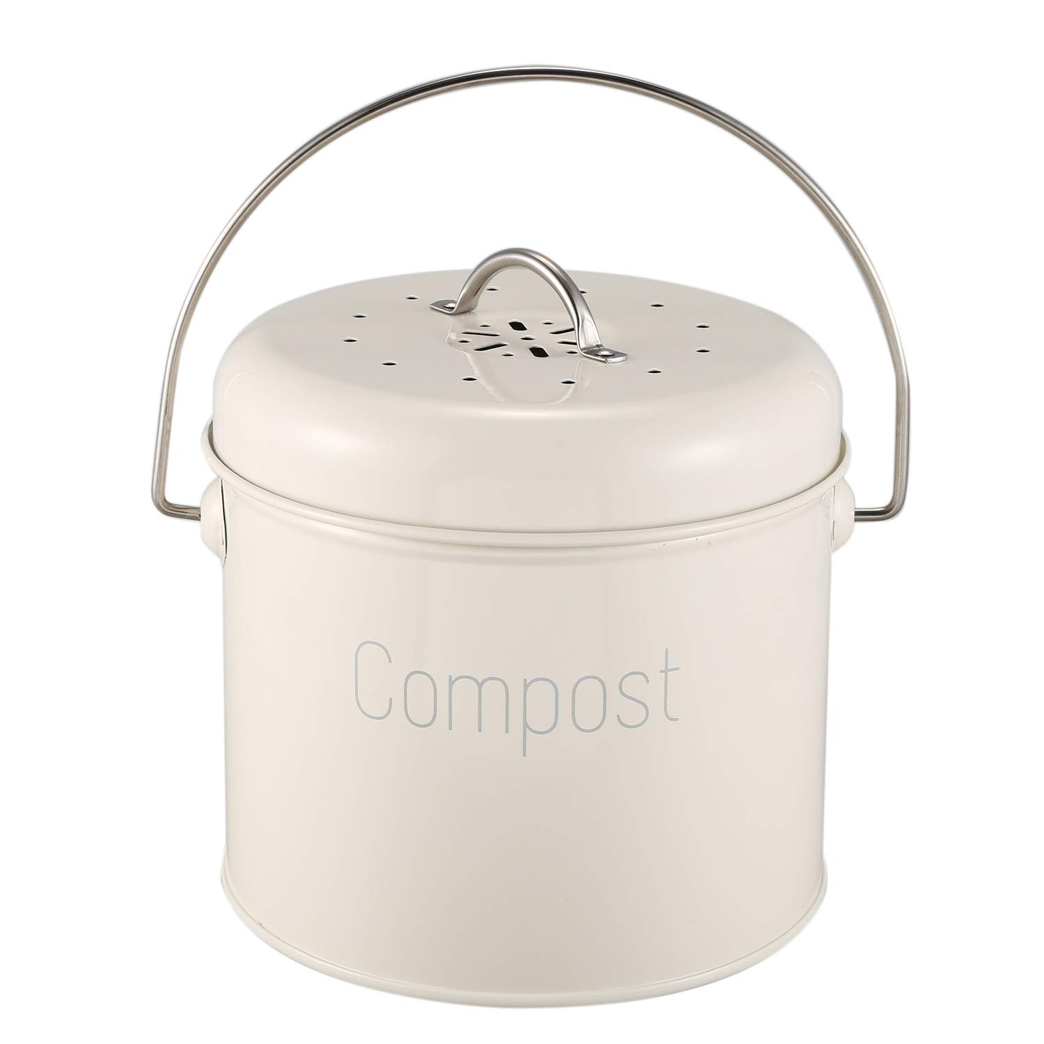 CTRLZS Compost Bin 3L - Stainless Steel Kitchen Compost Bin - Kitchen Composter for Food Waste - Coal Filter