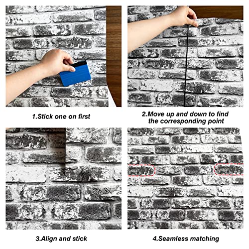 Lenify Grey Brick Wallpaper Peel And Stick Wallpaper 17.7Inch X 118.1Inch Brick Contact Paper Faux Brick Peel And Stick Wallpaper Brick Self Adhesive Wallpaper Grey Removable Wall Paper Decor Vinyl #TOP3