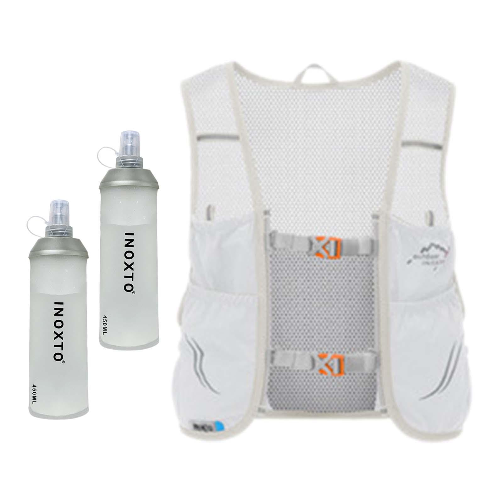 Gilet da Corsa, Gilet di Idratazione con Due Sacche, Zaino da Trail Running, Zaino da Ciclismo, Strisce Riflettenti, Spallacci Regolabili per Corsa E