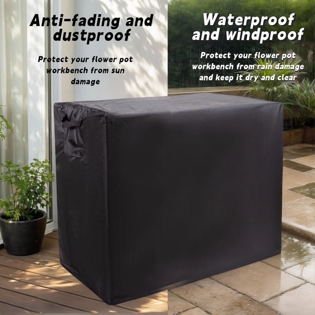 Outdoor Kitchen Cover 39.4x18.1x35.8In,Cabinet Covers Garden Storage Cabinets,Potting Bench Waterproof Table Weatherproof,for Patio Tables Outdoors Shelf Furniture Small Wood Tool Chest Proof(Black)