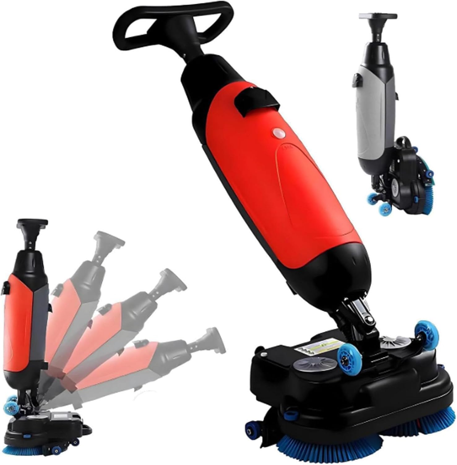 Multi-Functional Floor Buffer Polisher Machine, Dual Brush Floor Washer, Cordless Electric Floor Cleaner, Efficient Cleaning for Home and Commercial Spaces, 360° Rotating Head Red