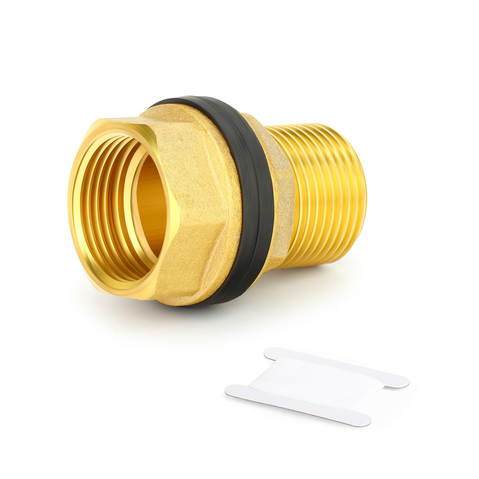 MEANLIN 1PCS Brass Bulkhead Tank Fitting, 1" BSP Male to Female Thread Water Tank Connector with Rubber Gaskets for Water Tanks, Ponds, and Plumbing Systems