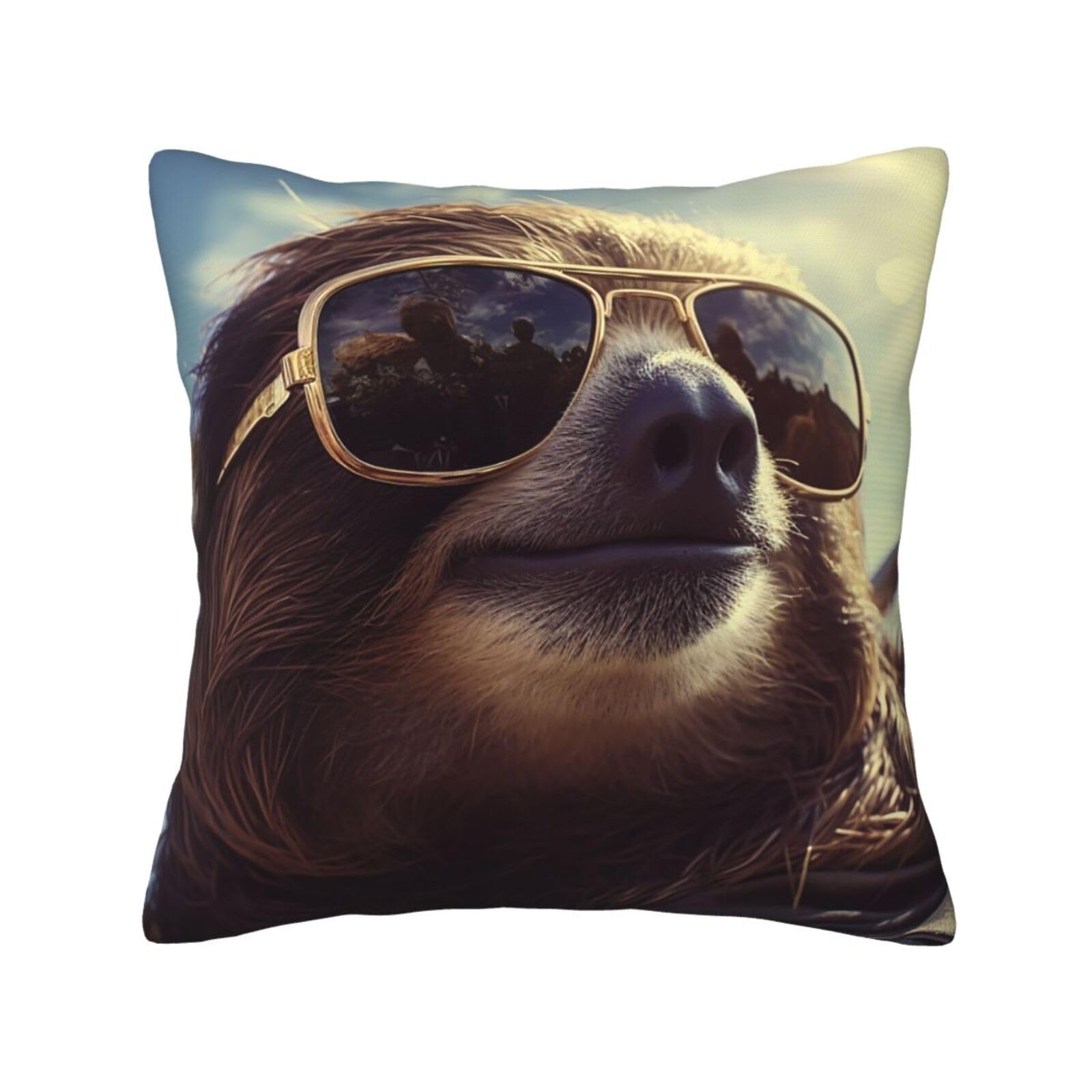 FodPand Sloth with Sunglasses Throw Pillow Covers 16"X16" Super Soft Cozy Pillows Case Morden Decorative Cushion Cover for Sofa Couch Bed Home Decor