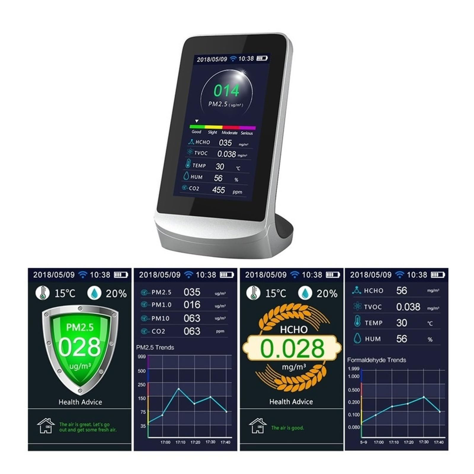 CO2 kryty wielofunkcyjny detektor powietrza TVOC Monitor jakości gazu co2 miernik dwutlenku węgla USB analizator miernik do domu, hotelu(WITH WIFI)