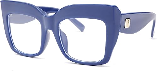 LIUWEN Gafas de bloqueo de luz azul, montura de ojo de gato de gran tamaño, sin receta, gafas para mujer