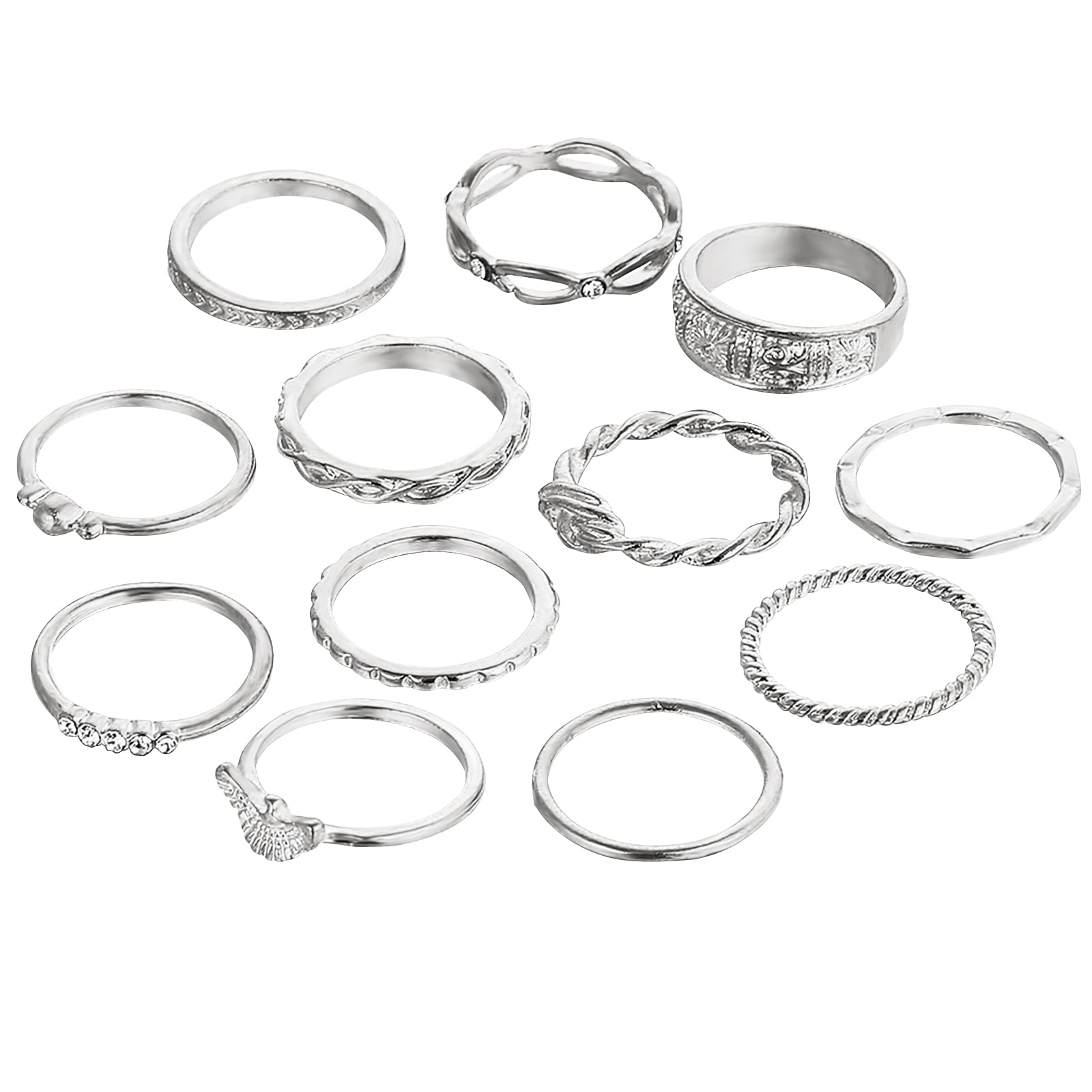 12Pcs/Set Vintage Goldton Boho Midi Finger Knuckle Rings Fashion Women Jewelry