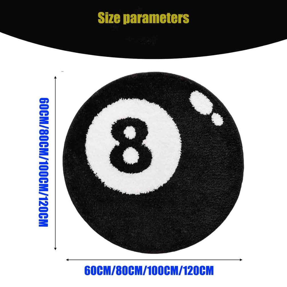 8 Ball Teppich Rutschfester Rund Ball Rug Für Schlafzimmer Wohnzimmer 8 Billard-Bodenteppich Weich Saugfähig Dekorativer Teppich,C Faux Cashmere,100cmx100cm