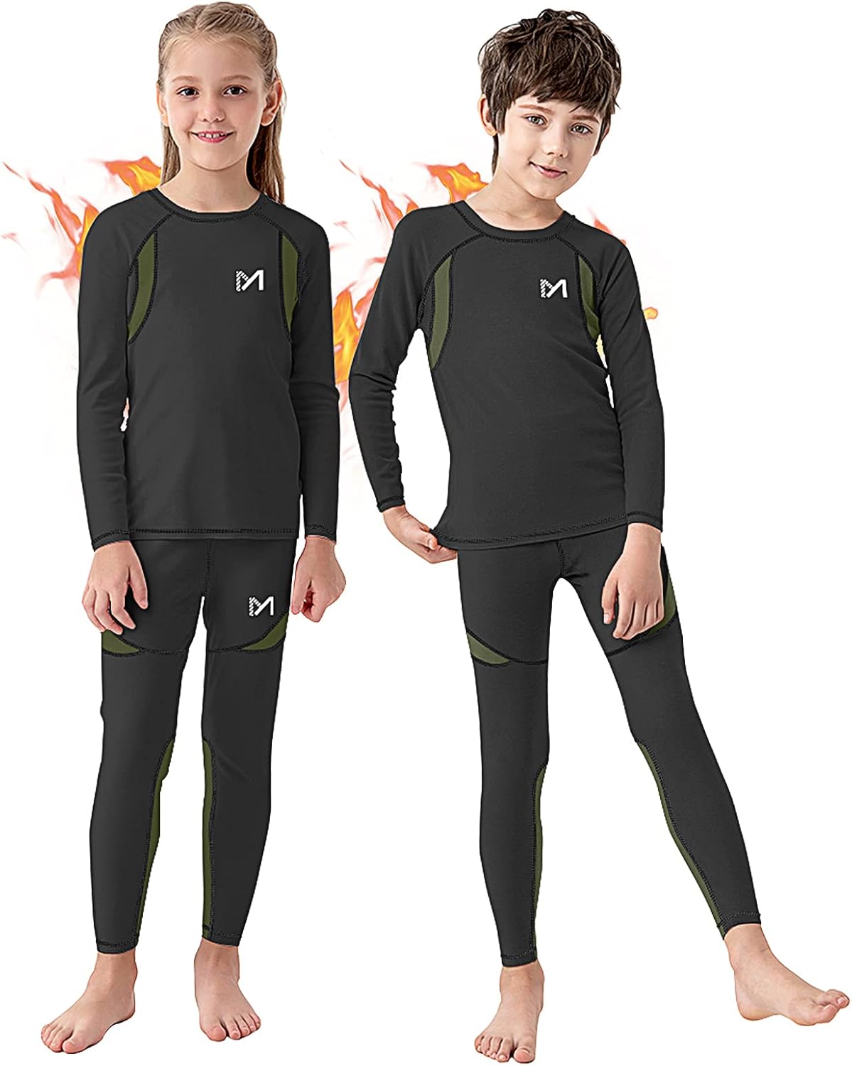 Boys and Girls Thermal Underwear Set, Unisex Fleece Lined Compression Base Layer, Winter Long Johns for Kids 8-16 Years: Clothing, Shoes & Jewelry