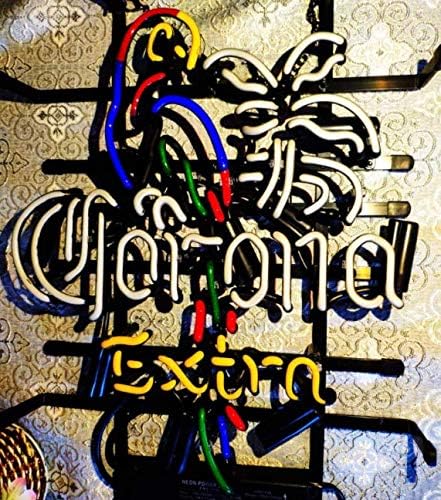 Miniatura 3 de Letrero de neón con marco de metal de loro, 17 x 13 pulgadas, luz de neón de cristal real para cerveza, bar, pub, garaje, habitación.