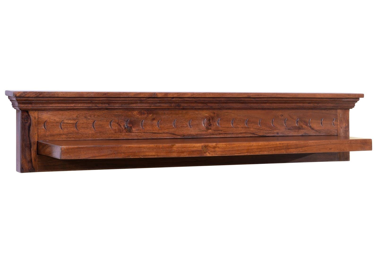 MASSIVMOEBEL24.DE | Oxford Wandregal Akazie, Farbe:Dunkelbraun lackiert, Größe:124x22x24 cm (BxTxH)