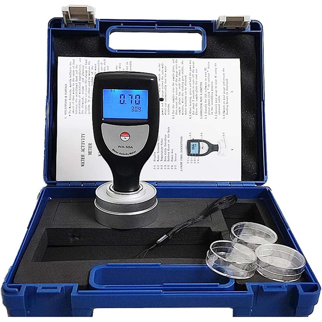 Misuratore di attività dell'acqua intelligente per alimenti secchi frutta grano verdura, tester portatile AW con cavo dati USB e software