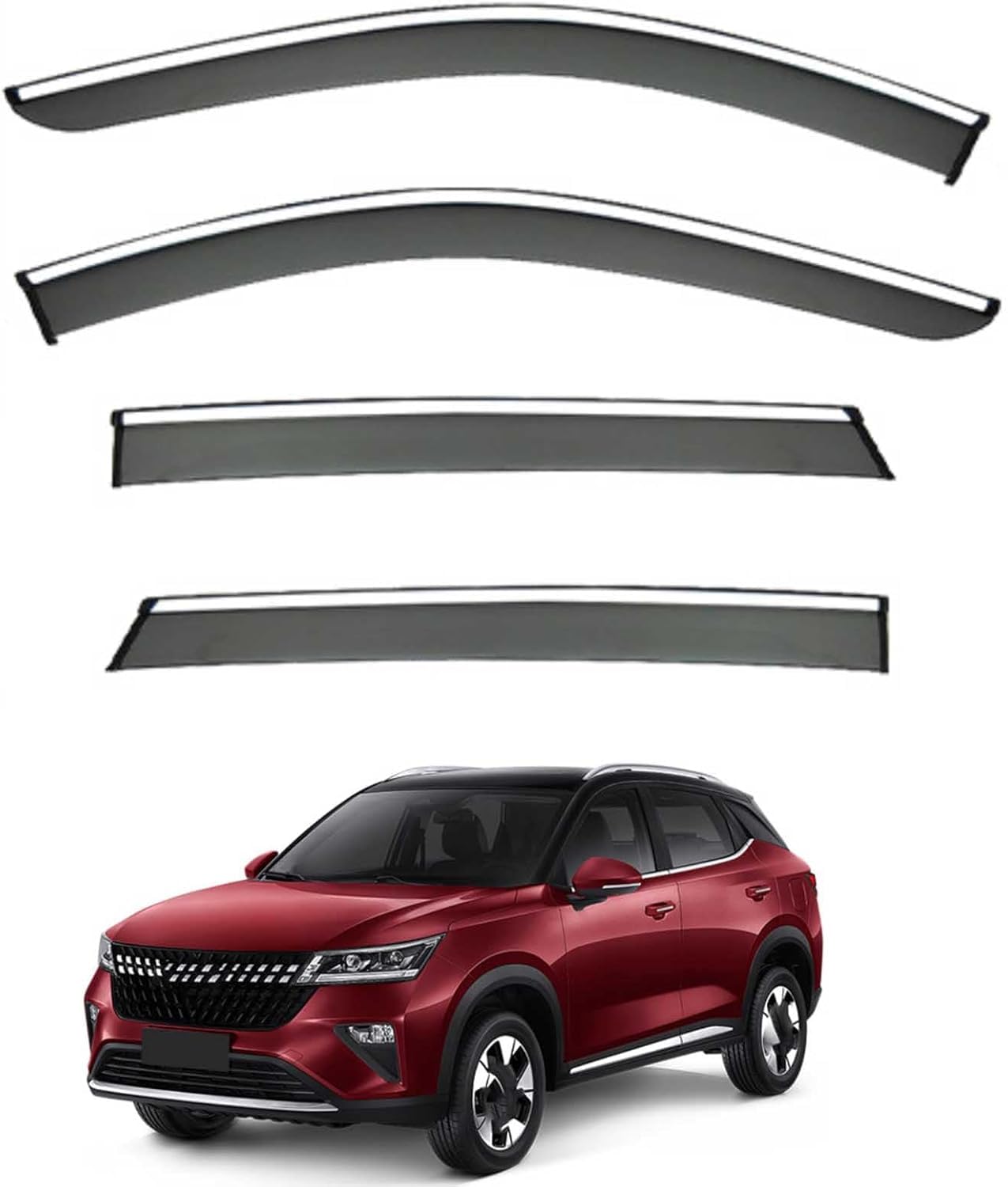 Liufangfc Normal Wind Deflectors For Wuling Alvez Mk1-310S 2022-2025 – 4Pc Tape-On Smoked Visors, Weatherproof, Anti-Salt/Snow, Low-Noise