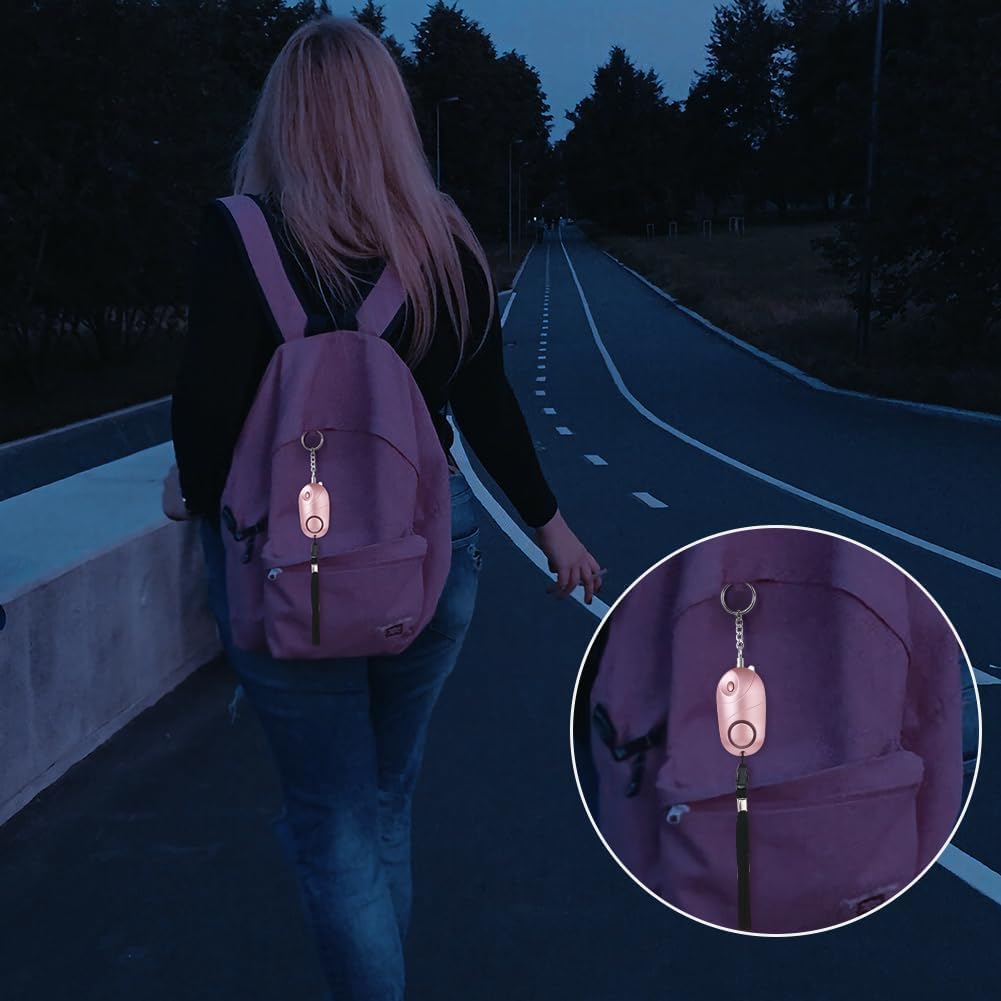 flintronic 2 x osobisty alarm, 140 dB alarm samoobrony z oświetleniem LED i brelokiem do kluczy, alarm kieszonkowy, breloczek do kluczy, alarm dla kobiet, dzieci, na nocną zmianę (kolor czarny +