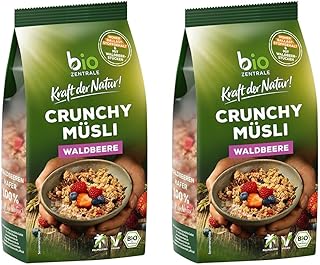 biozentrale Müsli Crunchy Waldbeere | 375 g Bio Müsli | Ideal fürs Frühstück und den Müslibecher 2 go | Alternative zum Müsliriegel (Packung mit 2)