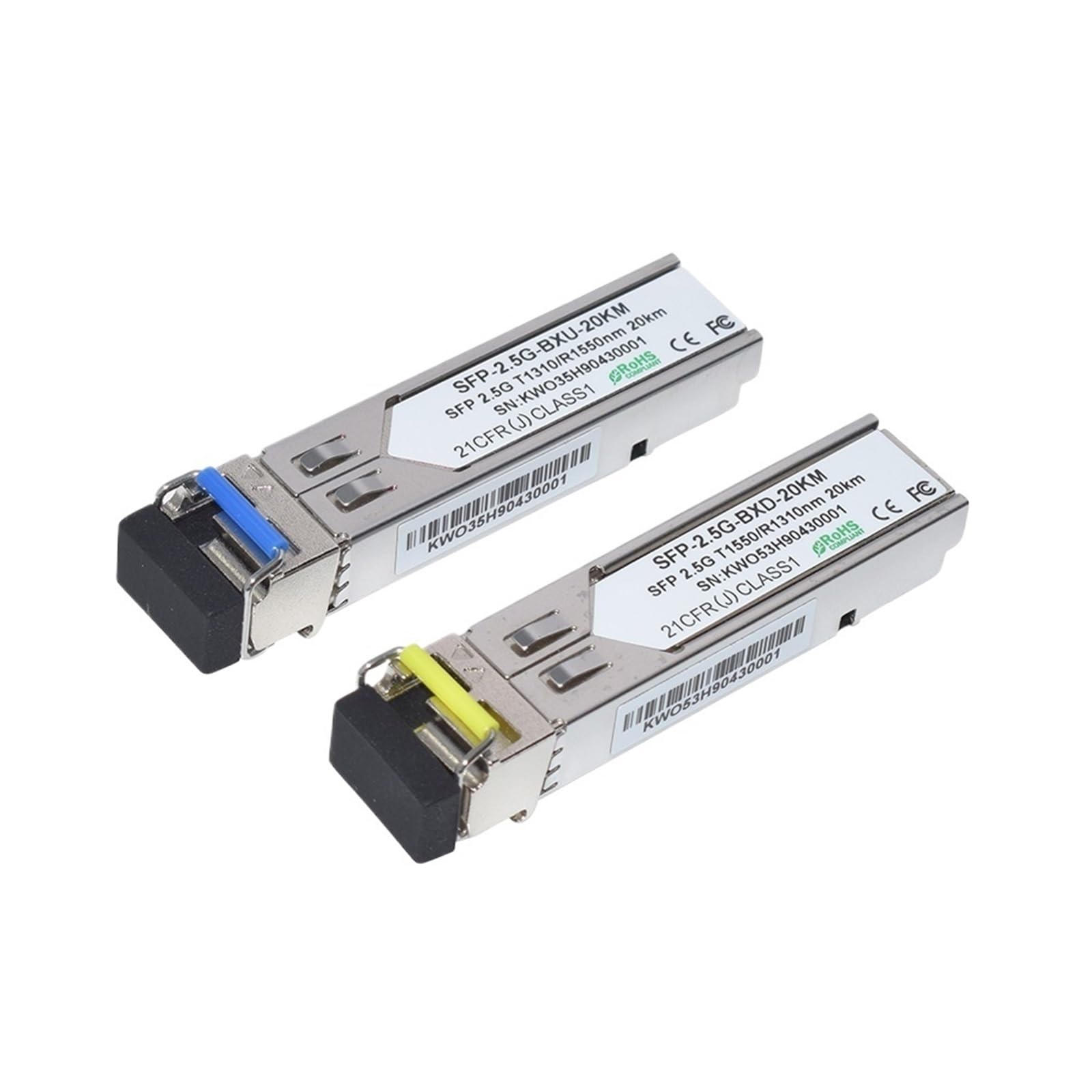 5 par SFP 2,5 Gb BiDi 1310/1550 nm Pojedyncze włókno 20 km DDM Złącze LC Opcjonalny transceiver