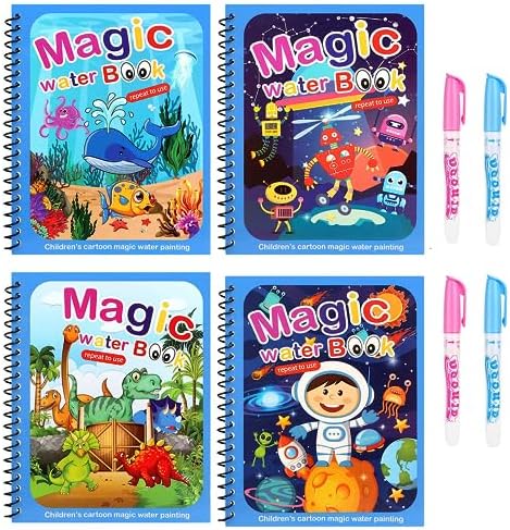 Nurila Wassermalbuch 4er Set - Magic Malbuch Mit 4 Stiften Ab 2 Jahren