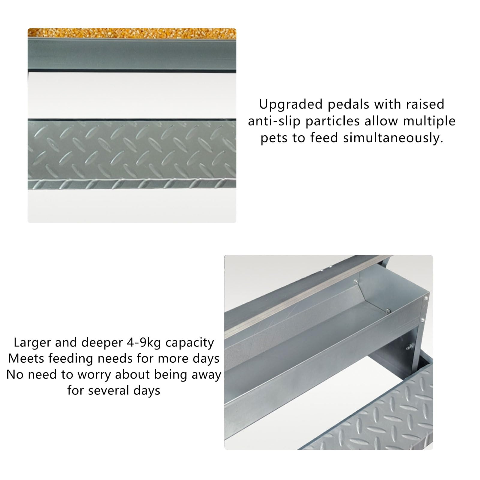 Comedero Automático para Pollos Comedero Galvanizado para Pollos de 4-9 Kg de Capacidad con Pedal y Tapa Resistente a la Intemperie para Aves de Corral, Faisanes y Patos(Size:Large - 82.5x18cm)