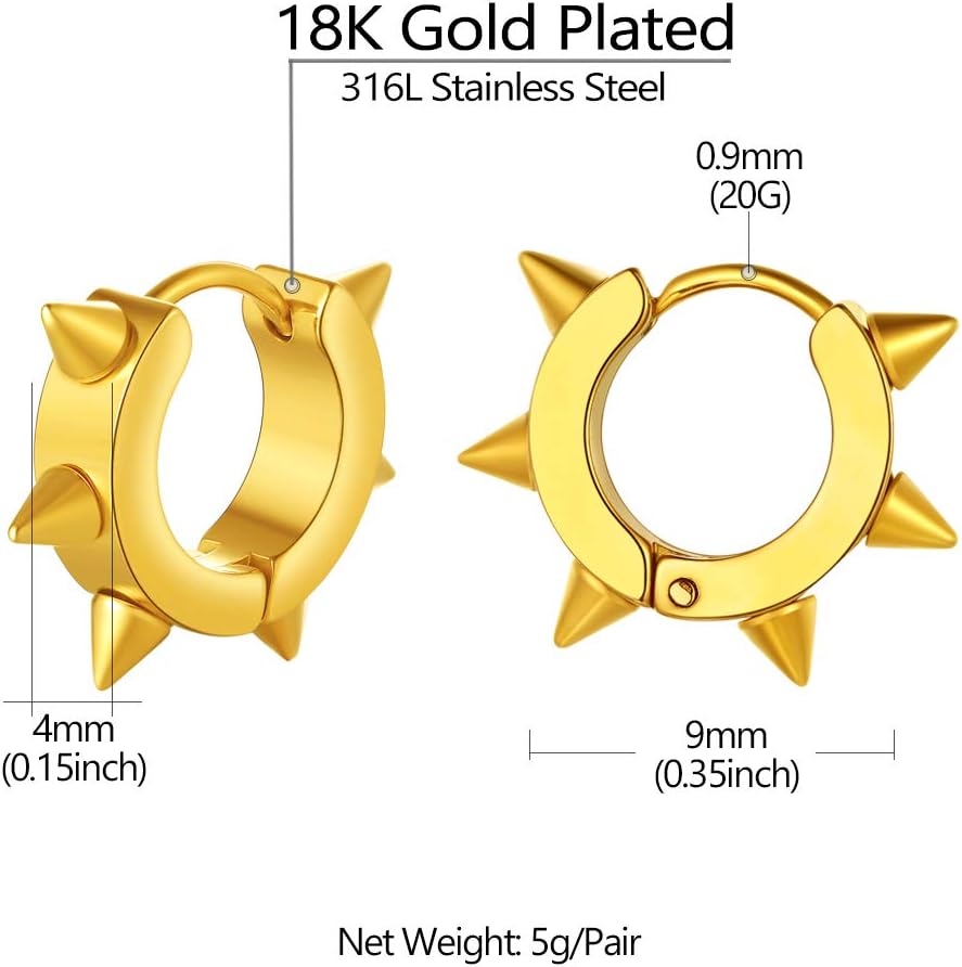 Richsteel Hoop Earrings for Women Mens Stud Hinged Huggie Punk Dangle Spikes/Cross Piercing Earrings Set - Image 5