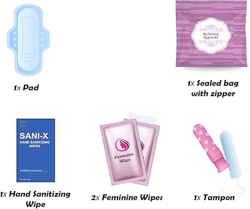 Miniatura 2 de Kit menstrual todo en uno  Comodidad sobre la marcha  Paquete de kit de período único para viajes, preadolescentes y adolescentes o situaciones de