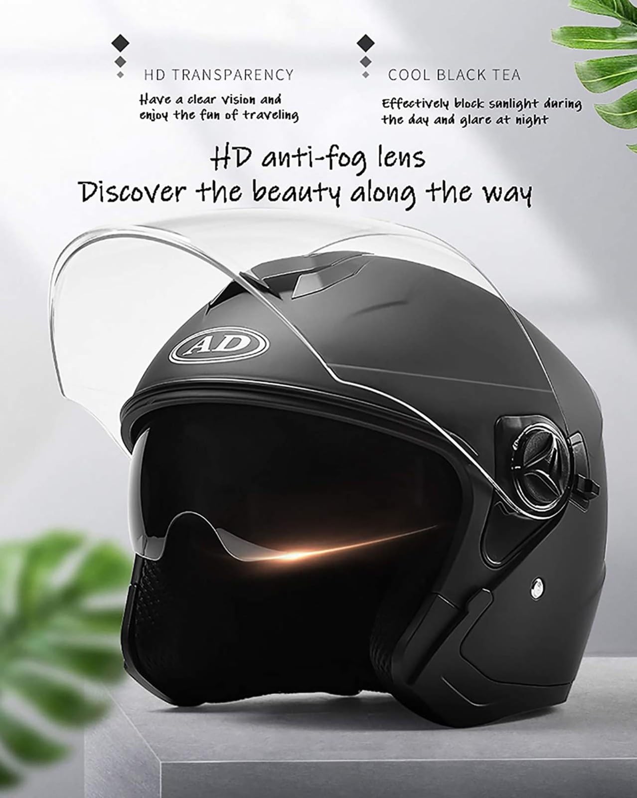 Casco Da Moto Bluetooth Con Microfono Integrato, Casco Aperto ECE Unisex Per Adulti, 3/4, Per Ciclomotore E Scooter B1,54-59cm