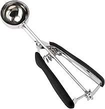 Cookie Scoop 3 Tbsp, TJ POP Professional Stainless Steel Ice Cream Scoop 50 mm, Good Soft Grips, Quick Trigger Release, 45 ml