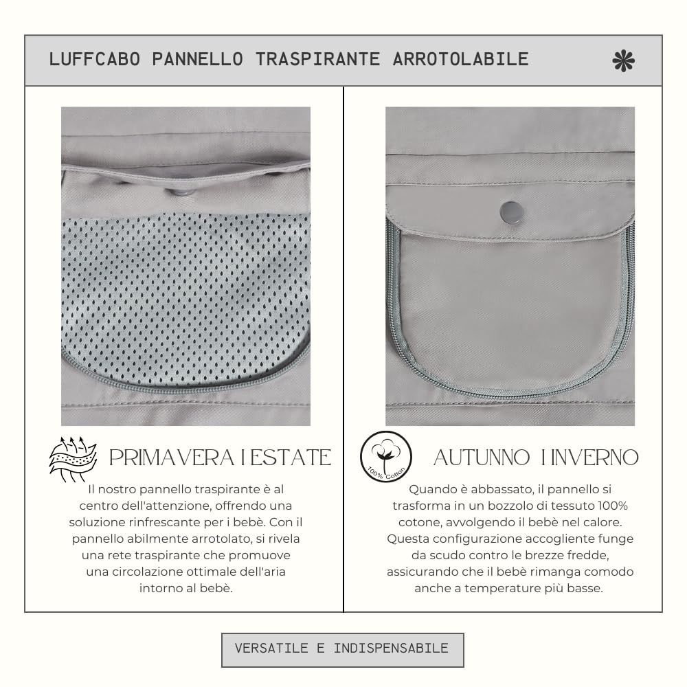 Trasportino Ergonomico All-Season LUFFCABO, Portabebè, Marsupio Neonato 0-36 Mesi, Marsupio Ergonomico Neonato, Marsupio Bambino, Marsupio Porta Bambino 3-15kg (Grigio nebbioso)