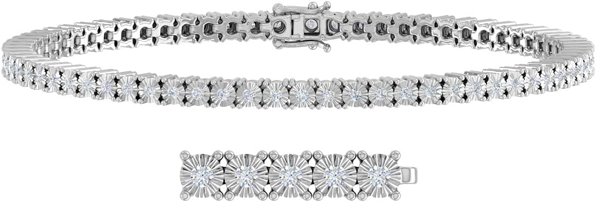 1/2 Carat Natural Diamond Box Chain Tennis Bracelet for Women in 925 Silver - IGI Certified