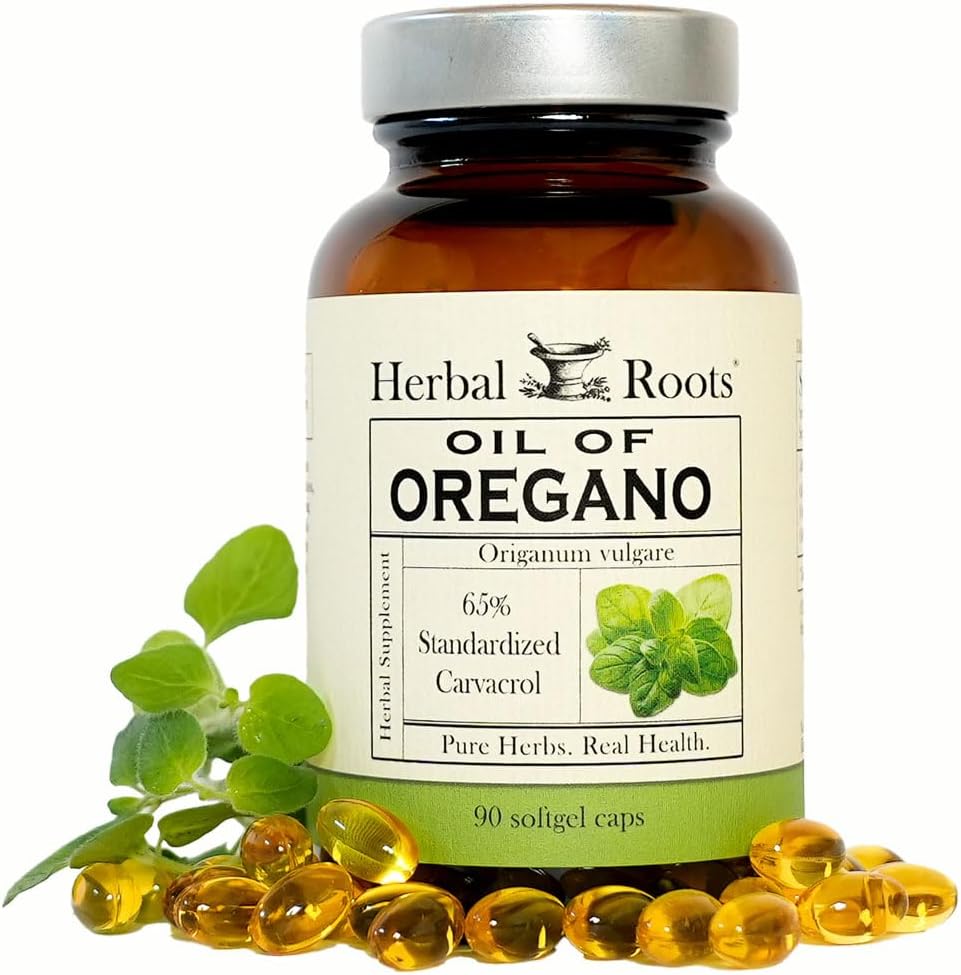 Herbal Roots Oil of Oregano – Made from Mediterranean Oregano Oil – 90 Easy to Swallow Softgel Capsules – Extra Strength 150mg