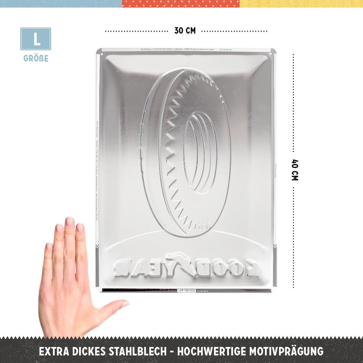 Goodyear Blechschild Vintage 30x40 Cm – Lizenziert, Stahlblech, 3D-Prägung, Made In Germany