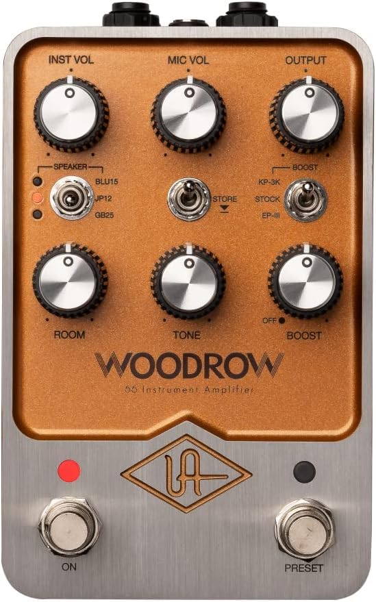 Universal Audio UAFX Woodrow '55 Instrument Amplifier Pedal - Bundle with Instrument Cable and 2 Patch Cables