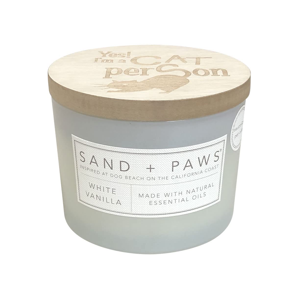 Sand + Paws Scented Candle - White Vanilla - Additional Scents and Sizes –Luxurious Air Freshening Jar Candles Neutralize pet Odors and Enhance Home décor – 100% Cotton Lead-Free Wicks - 12 oz